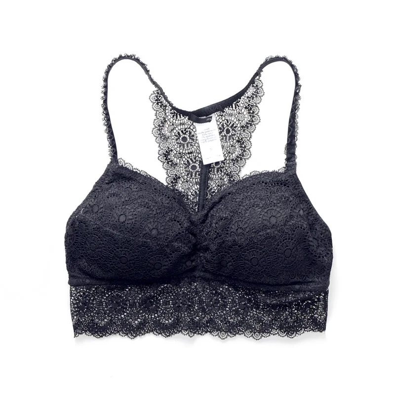 Thin wireless full lace bra plus size black u.s. back underwear fashion