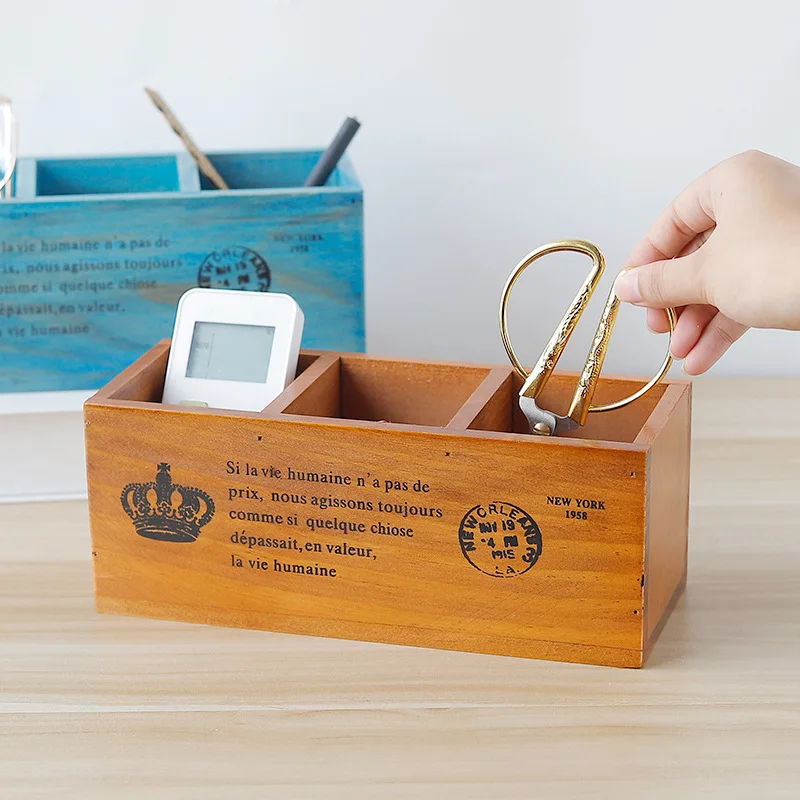 Винтажная деревянная коробка для хранения вещей Zakka Настольные Ящики косметики