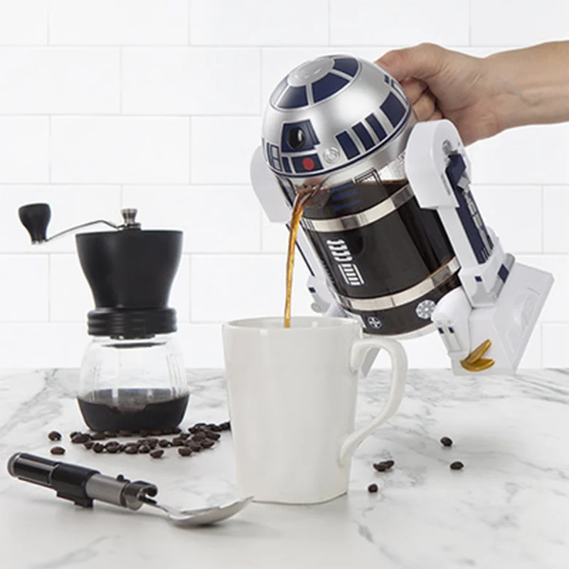Koop Koffie Pot 960ml Thuis Mini Star Wars R2 D2 Handleiding Koffiezetapparaat Franse Geperst Koffie Pot Draagbare Koffiezetapparaat Turkse koffie