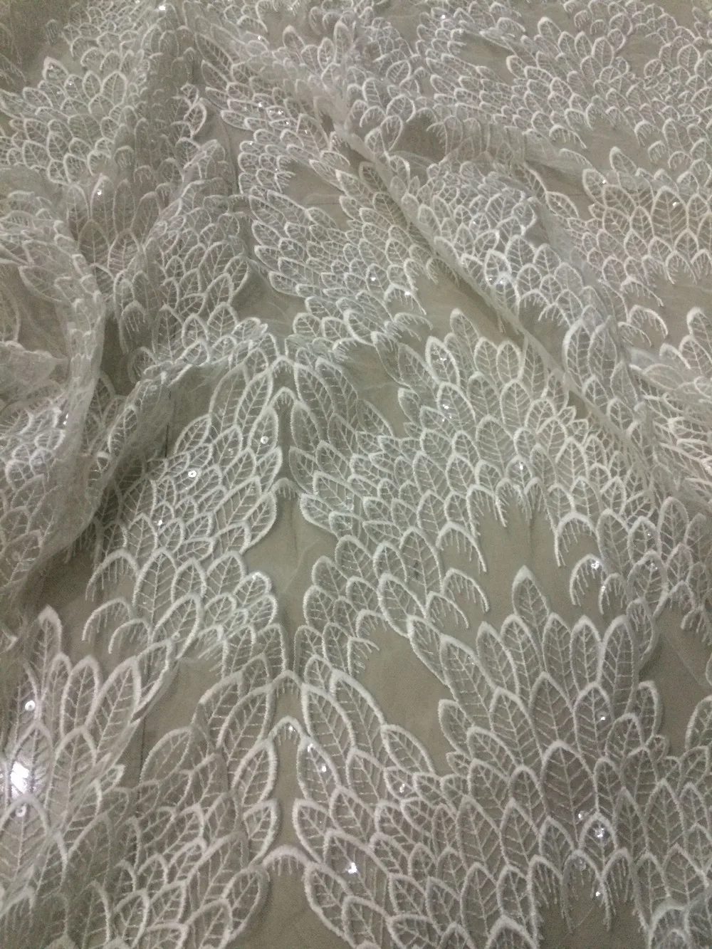 

5yards/lot New nigerian african lace fabric White guipure cord tulle french net lace with sequins for party wedding dress