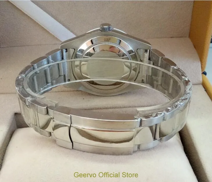 Сапфировое стекло 40 мм GEERVO белый циферблат Азиатский автоматический самоветер движение Мужские часы светящиеся механические наручные часы 92