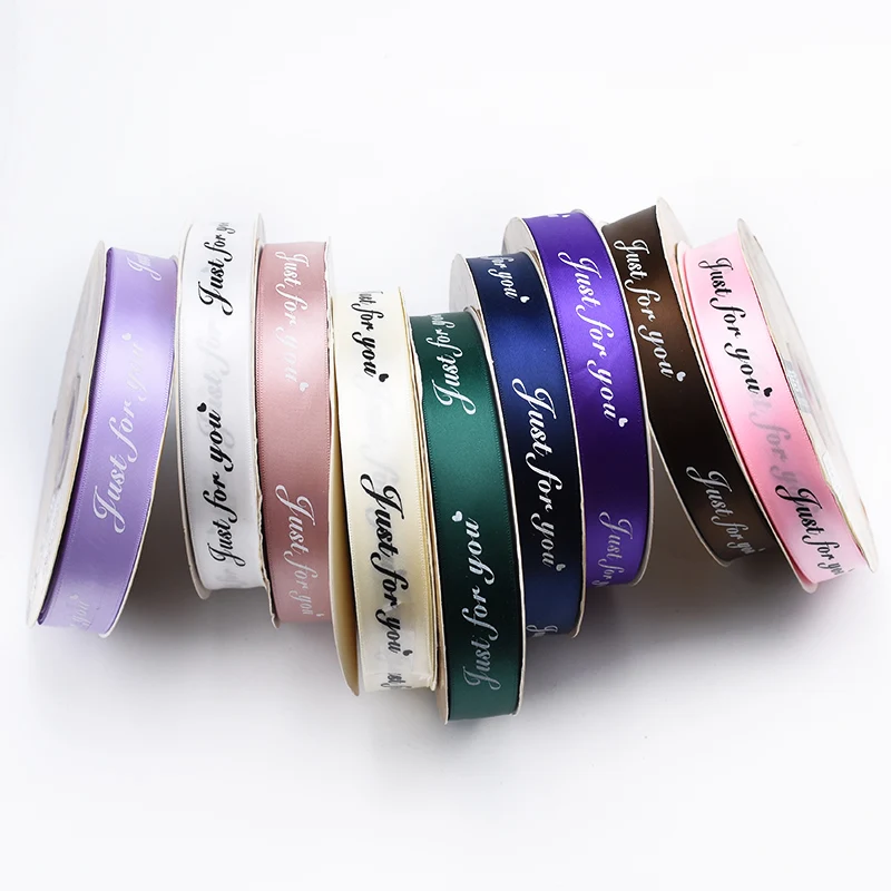 

5 Meters 25MM Just For You Printed Polyester Ribbon for Wedding Christmas Party Decor DIY Bow Craft Ribbons Card Gifts Wrapping