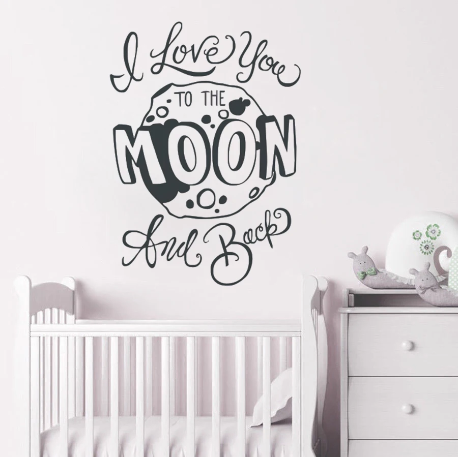 Nursery Quote Wall Sticker I Love You To The Moon And Back Quote Wall