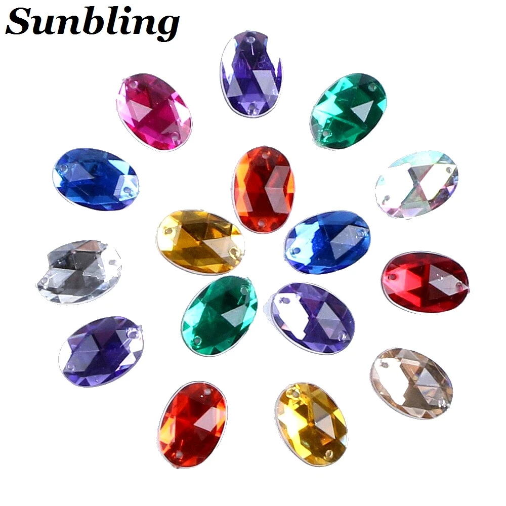 Sunbling 50 шт./лот 10*14 мм овальной формы хрустальные стразы 2 отверстия серебряные