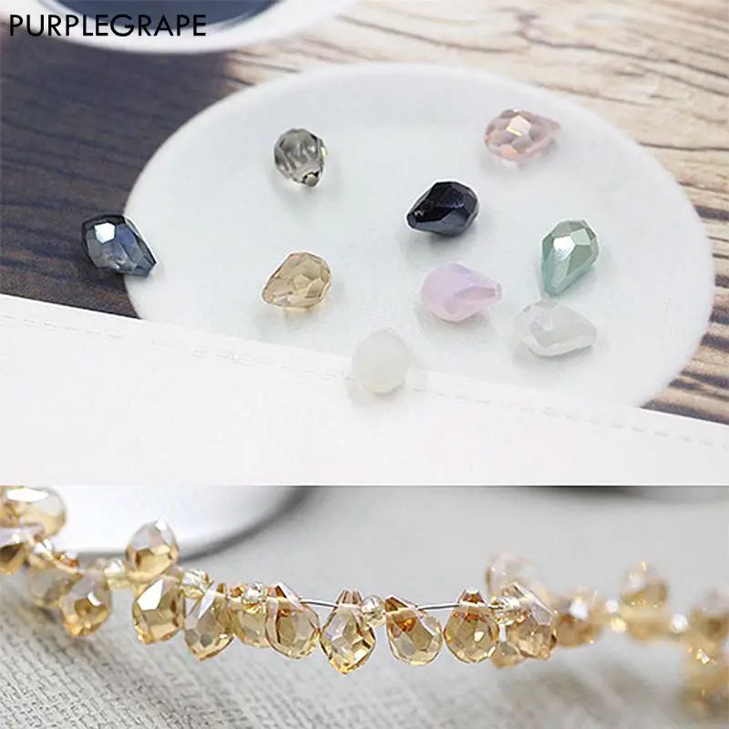 

PURPLEGRAPE Cutting surface drop-shaped glass beads DIY jewelry accessories earrings bracelets clothing shoes and hats 8 Pack