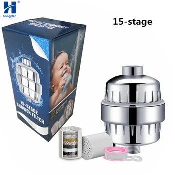 

Hongdec 15 Stage Shower Water Filter Purifier with 2 Replaceable Cartridges chrome