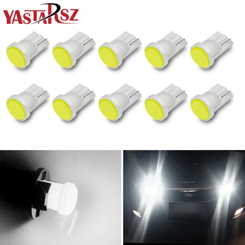 

10pcs T10 194 W5W LED Car Parking Light 501 WY5W 1 COB LED Wedge Interior Dome Lamp Auto Turn Side Bulbs License Plate bulbs 12V