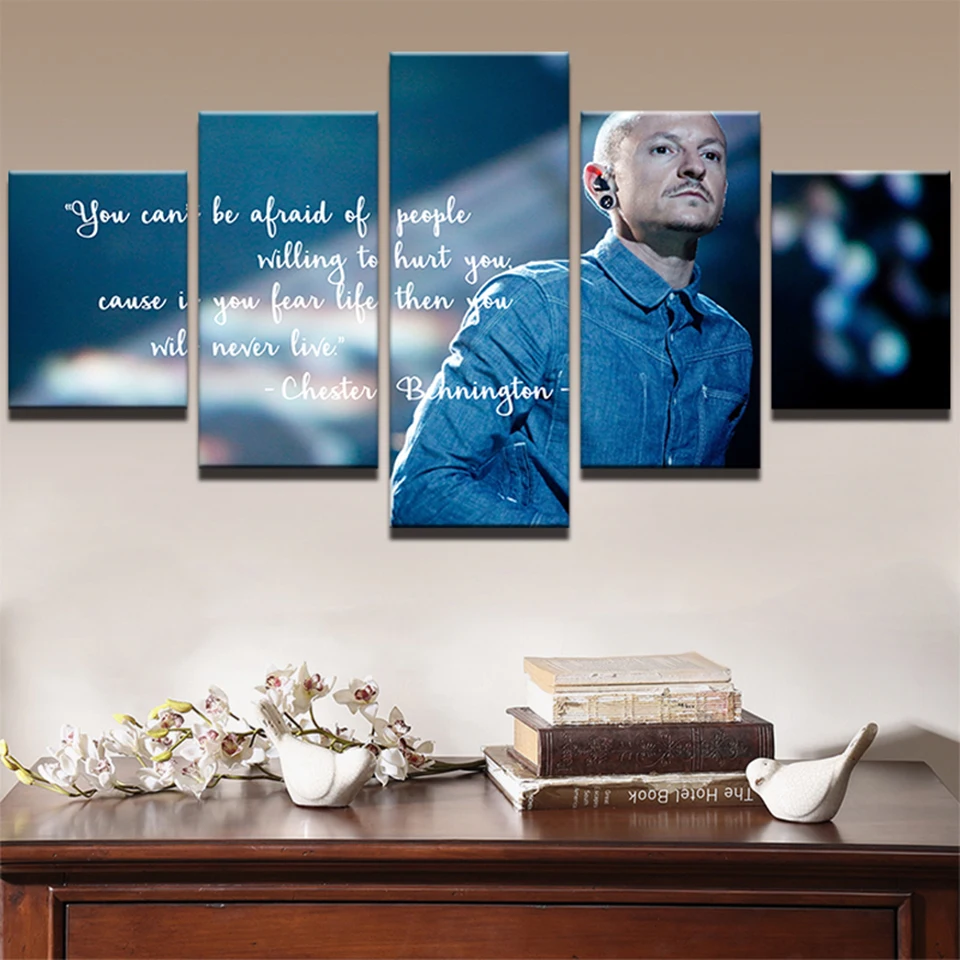 

Decor Wall Art Frame Modern Home 5 Pieces Chester Bennington Poster HD Printed Frontman Painting Linkin Park Canvas Art Pictures