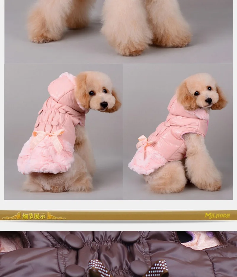 Роскошная зимняя куртка-пуховик для собак, теплое платье принцессы для собак, пальто, Комбинезоны для домашних животных, осенняя одежда для собак, одежда для маленьких собак
