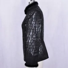 real natural Genuine Leather Mink fur trim women’s jacket Faux Suede autumn python printing Clothing factory direct supplier