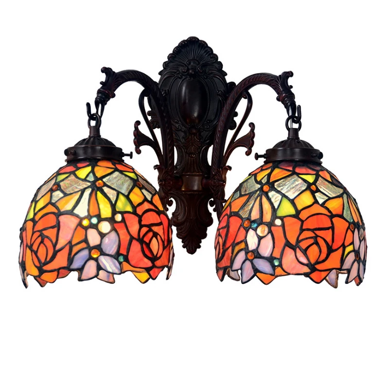 Витражное стекло один светодиодный бра настенный светильник Wandlamp цветок роза