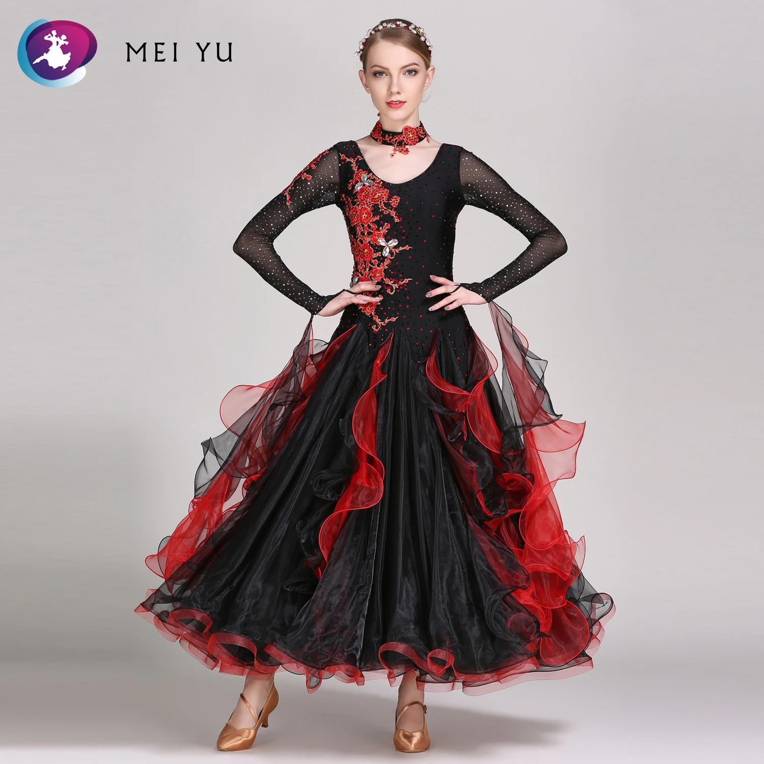 

MEI YU -281 Modern Dance Costume Women Ladies Adults Dancewear Waltzing Tango Dancing Dress Ballroom Costume Evening Party Dress