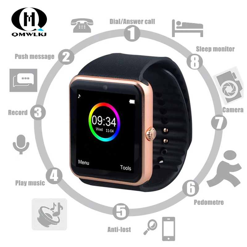 

GT08 Smart Watch Sport Pedometer With SIM TF Card Camera Information Push Bluetooth Smart call adult Watch For iPhone Android
