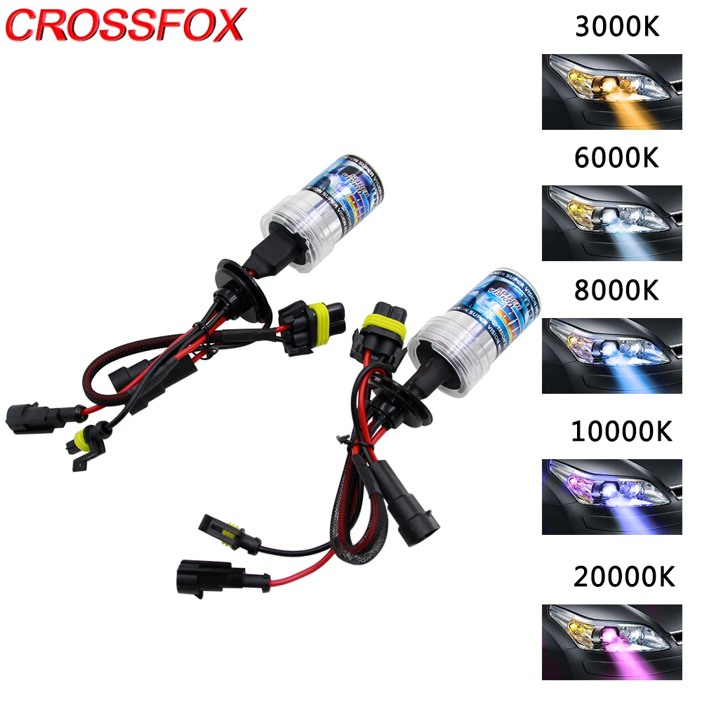 CROSSFOX 2 шт. 55 Вт Ксеон H1 H7 H11 H3 H13 9005 9006 9004 9007 880 головной светильник лампы для фар светильник ярких HID ксеноновая лампа 3000 k-12000 K