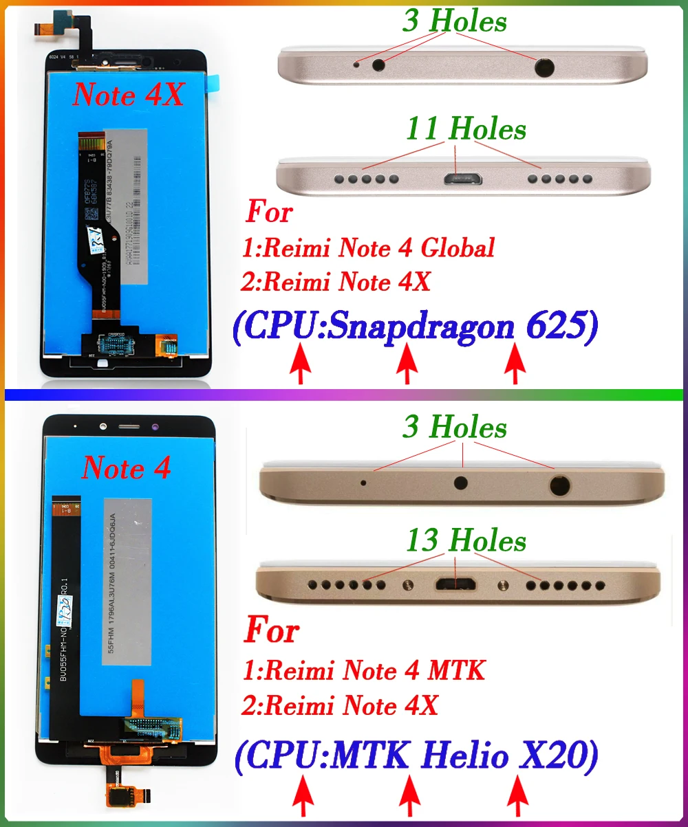 AAA Качество ЖК-дисплей Дисплей для Xiaomi Redmi Note 4(Процессор: MTK Helio X20) кодирующий преобразователь сенсорного экрана в сборе рамки 10 касаний