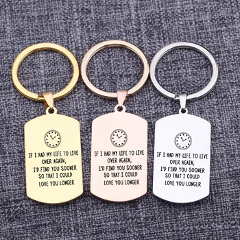 

Key Chains Fashional Love Gift Love You Longer Engraved Time Lovers Keychains Dog Tags Trendy Jewelry Couples Keyring Girlfriend