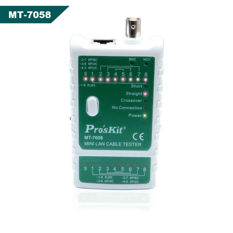 Pro'skit MT-7058 RJ45 RJ11 RJ-12 BNC LAN кабель тестер провода линии детектор Tracker с Напряжение детектор функция