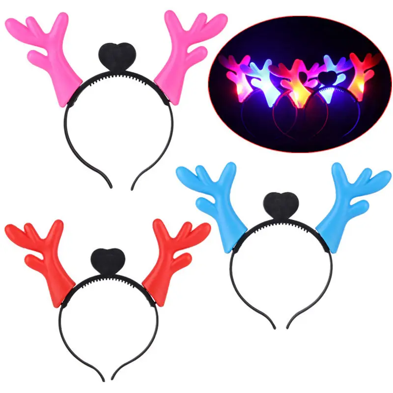 

LED Antler Headband For Children Christmas Gift New Year Decoration Deer Head Hoop Hairbands Hair Head Bands Accessories