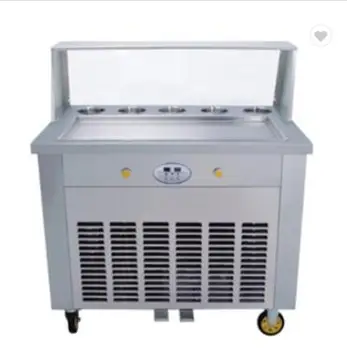 

High efficiency single Big Square Pan with 2units compressor machine for fried ice-cream roll maker