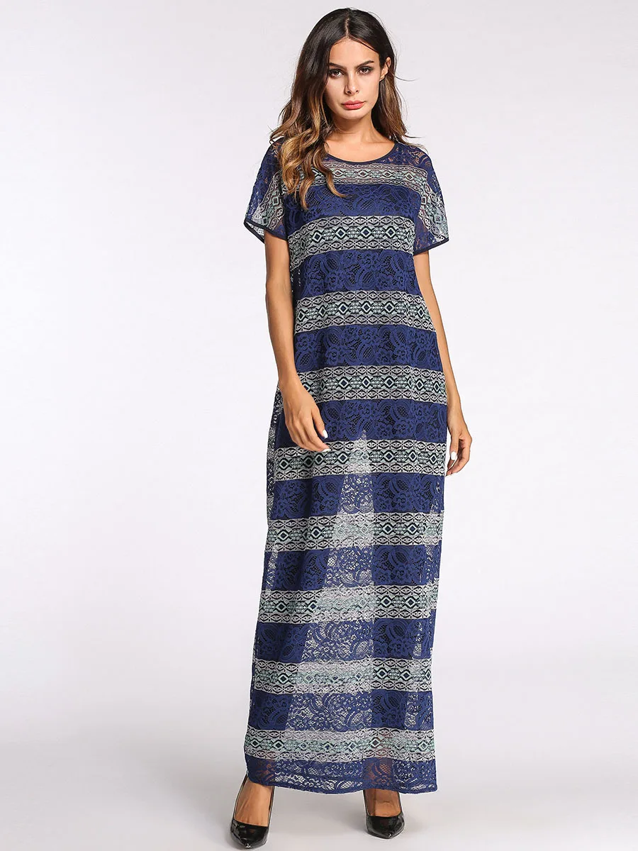 Абая для мусульман Дубай сексуальное кружевное Полосатое Арабский