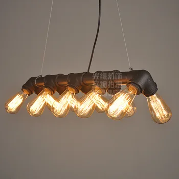 

American industrial loft Water pipe Steampunk Vintage pendant lights for dining room Bar rust/black home decoration pendant lamp