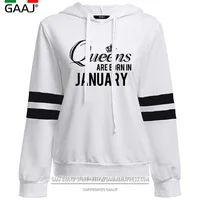 Women hoodies Pullovers Print Letter Queens Are Born In December Sweatshirts Casual Jacket Brand Clothes Loose Hoodie Plus Size
