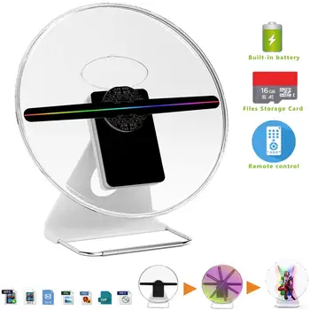 

30cm 3D advertising hologram fan Projector light display holographic rechargeable WIFI videos holograma 16GB 256 LED Lamp beads