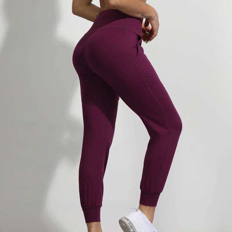 

New Pure Color Women'S Yoga Pants Tight Pants For Women High-waisted Side Pocket Workout Leggings Yoga Pants