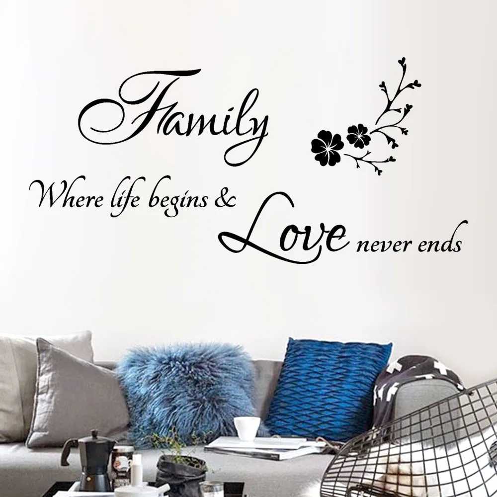 

Fashion Personalized Alphabet Phrase Wall Stickers Family Removable Art Vinyl Mural Self Adhesive Home Room Decor Wall Stickers