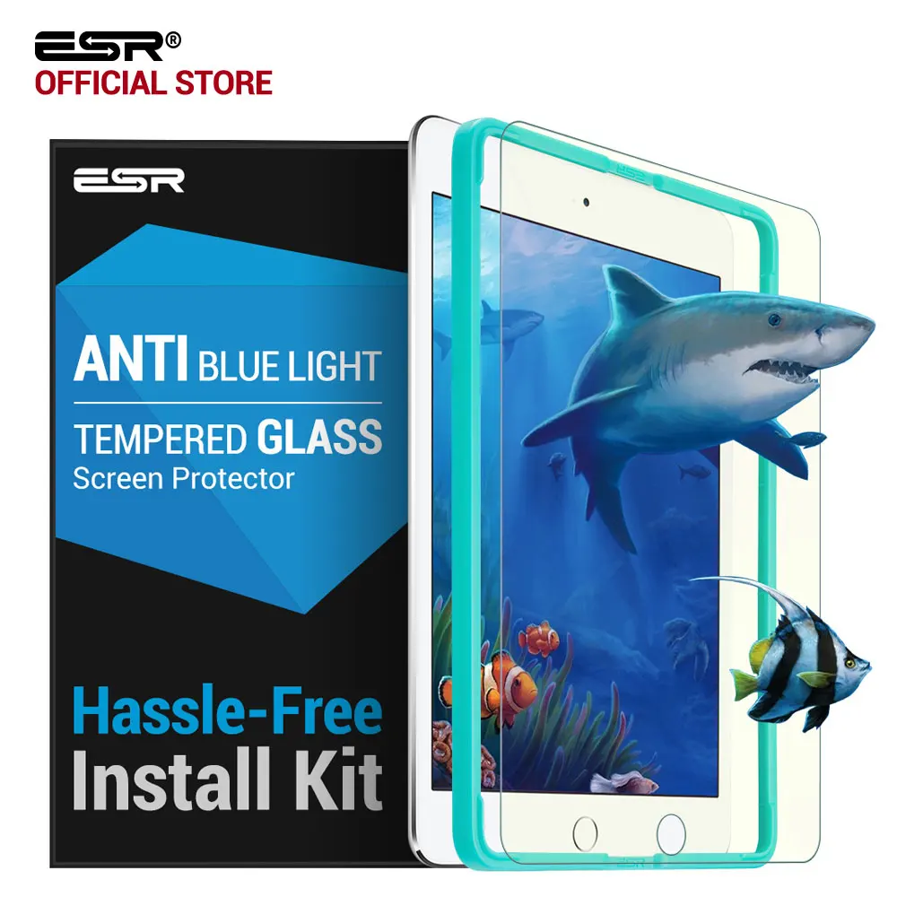 Защитная плёнка для экрана для iPad 9,7/Pro 2017/Air 2/Air ESR 0,33 мм Anti Blue-ray закаленное стекло с бесплатным аппликатором для нового iPad 2018 - изображение