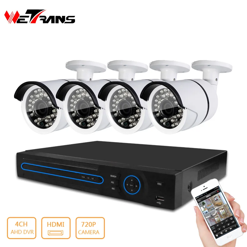 CCTV Camera System 720P HD AHD Camera IP66 Waterproof Outdoor 36 LEDs 20m Night Vision H.264 P2P DVR 4CH Video Surveillance Kit