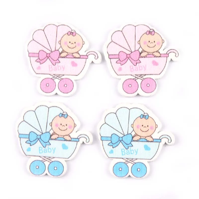 

no Holes blue/pink baby carriage painted Wood Buttons For Scrapbooking Craft 50pcs 36x36mm MT0374