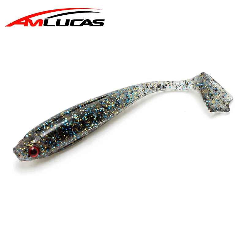 

90pcs/lot Jig Head Soft Lure 9cm 5g Artificial Fishing Bait Abdomen open Paddle Tail Swimbait Bass Minnow Rubber Fish