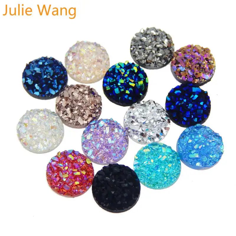 Julie Wang, 100 шт, 8 мм, резиновые друзы, круглые Кабошоны, камея для шармов, ювелирные браслеты и кулоны, изготовление аксессуаров