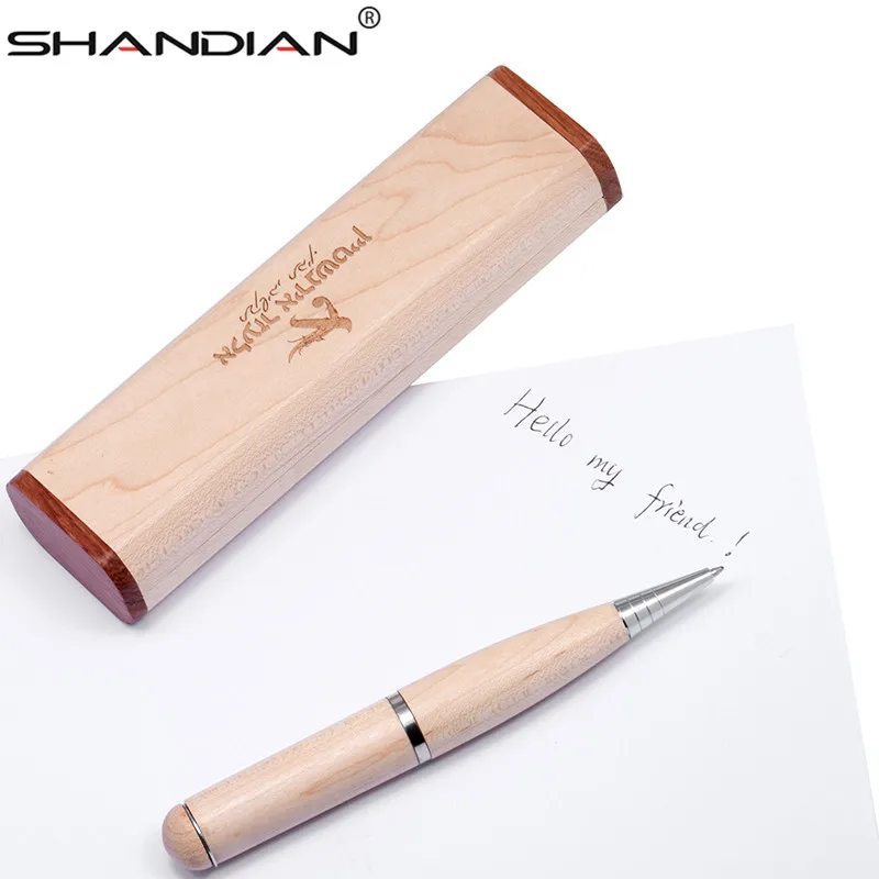 

SHANDIAN wooden Ballpoint pen with gift box usb flash drive customization LOGO pendrive 4GB 8GB 16GB 32GB memory stick U disk