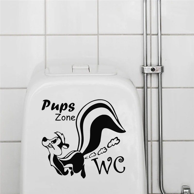 Skunk Pups Zone 30x28cm Wall Tattoo türaufkleber WC Bathroom Toilet Sayings A02