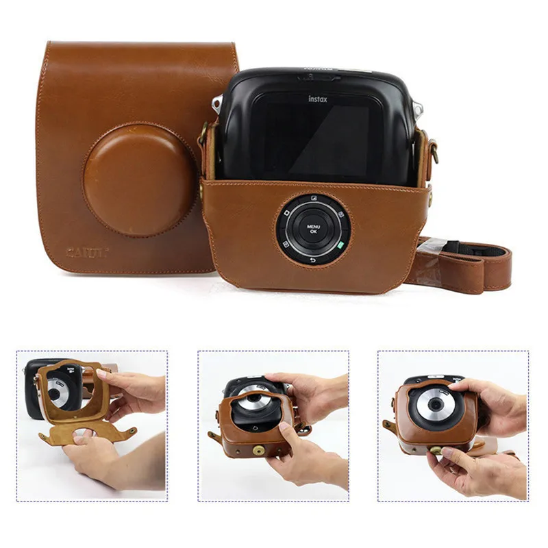 Кожаный защитный чехол для экшн камеры CAIUL Fujifilm Instax Polaroid Square SQ10 сумка на плечо