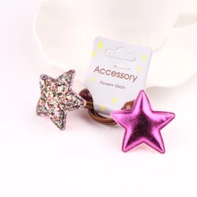 2 шт./компл. милой принцессы резинка для волос детская одежда с принтом пятиконечной звезды короны и сердцами из пайеток резиновая резинка для волос с G0502