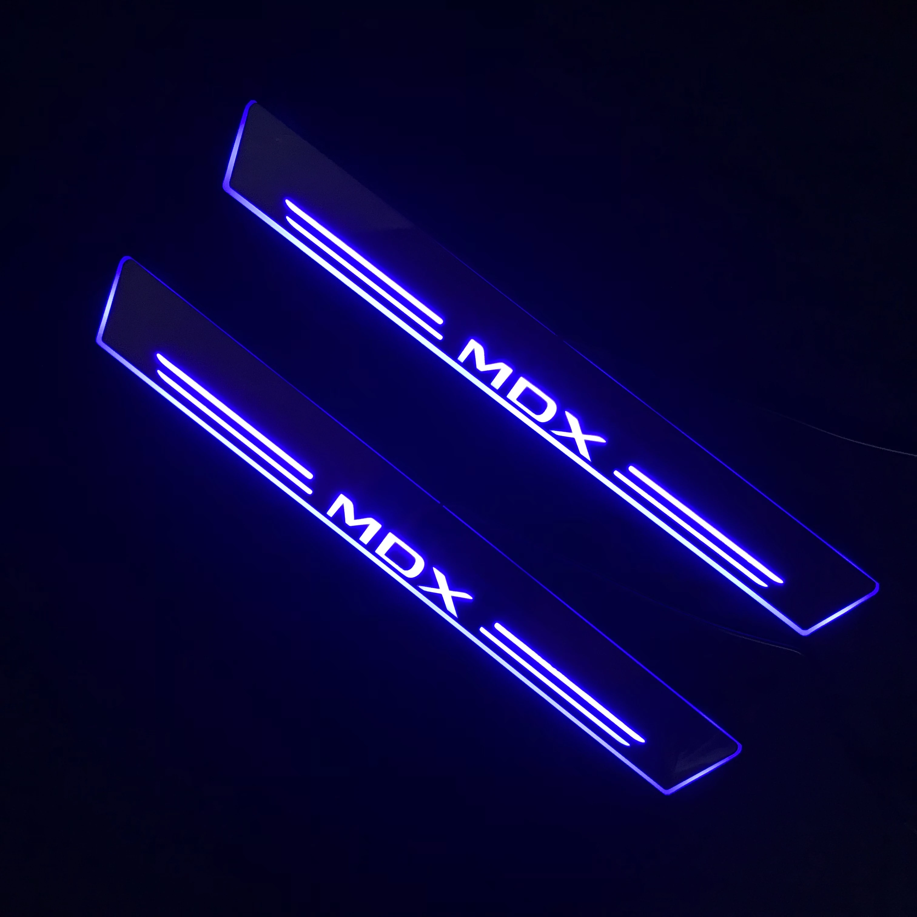  RQXR led moving door scuff for Acura mdx dynamic door sill plate flat lining overlay Flow/still lig - 33024022599