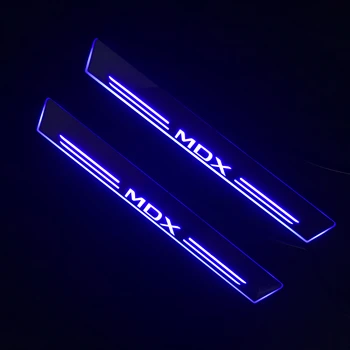 

RQXR led stainless steel overlay acrylic door scuff for Acura mdx moving door sill plate lining decorative light,2pcs