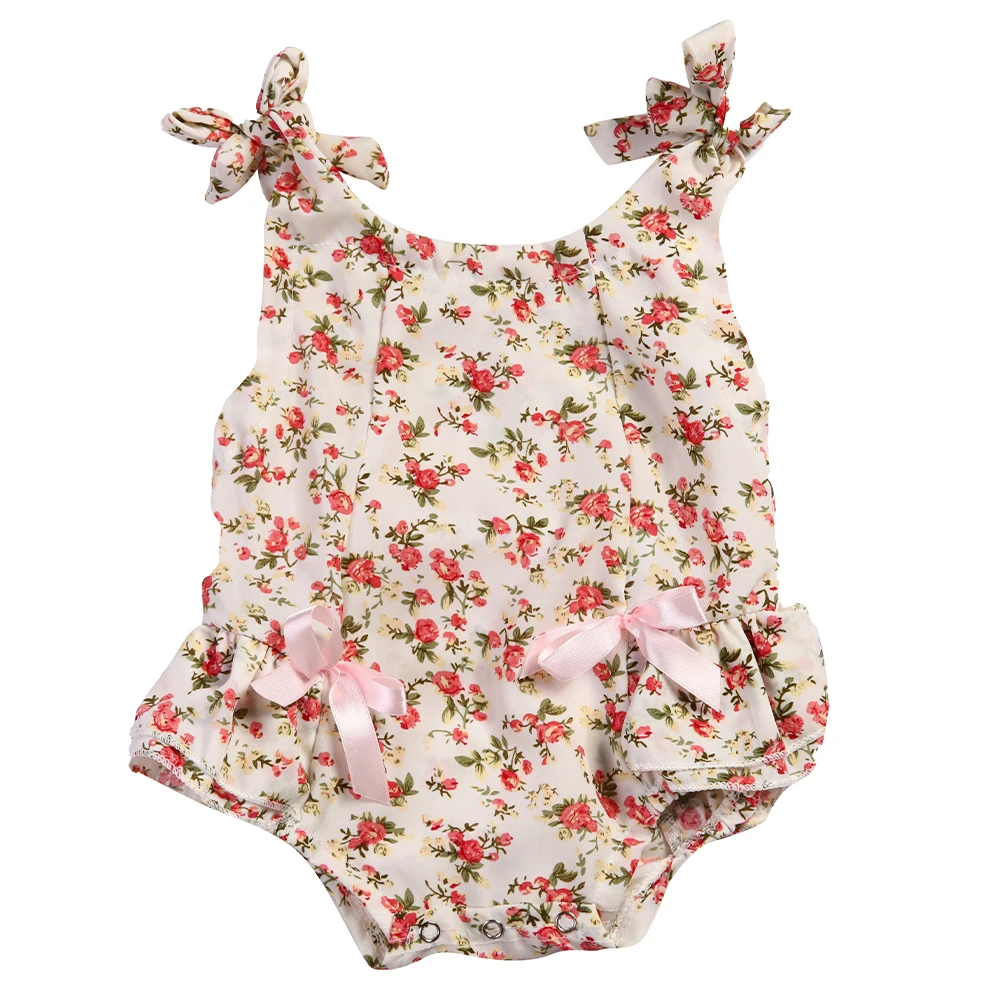 

Fashion Floral Printed Baby Girls One-piece Romper Summer Clothes Soft Cotton Casual Sleeveless Jumpsuit Romper for 0-24M Baby