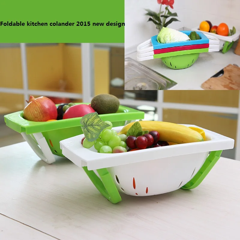 Free Shipping Folding vegetable basket plastic drip colander fruit