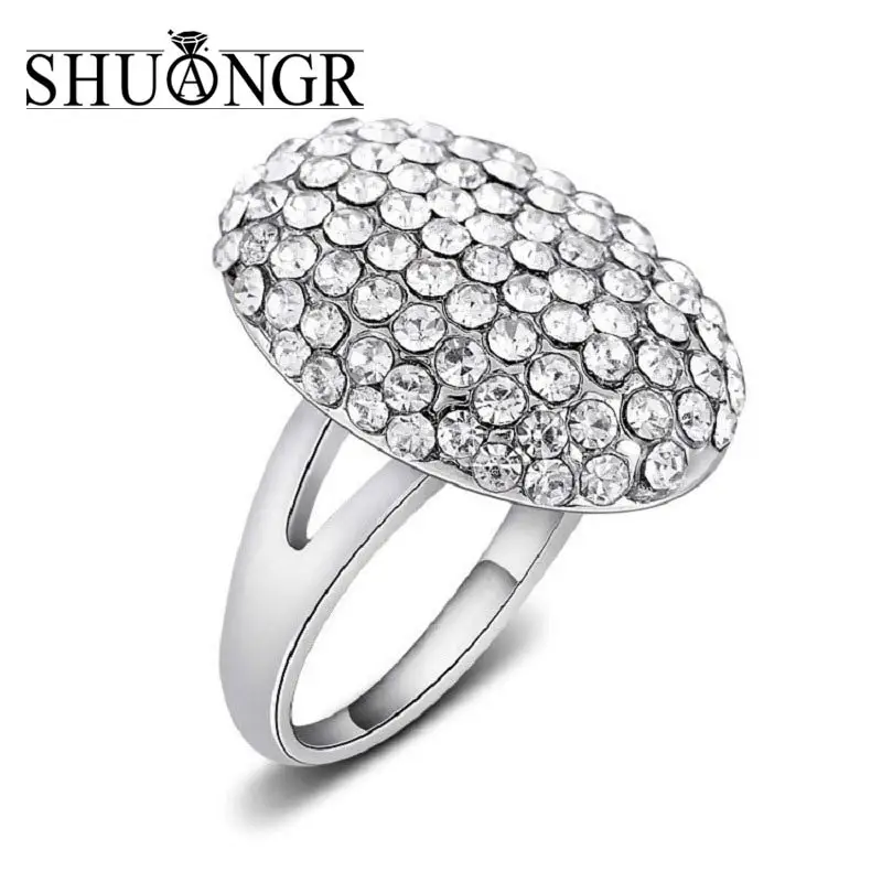

SHUANGR Fashion Crystal Jewelry full Rhinestone Midi finger Wedding Rings for Women High Quality Size 6/7/8/9/10/11