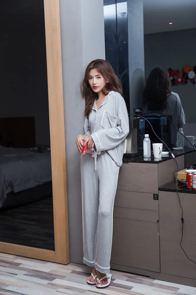 Сверхмягкий комфортный модальный длинный рукав брюки женские пижамы свободный отложной воротник Pijama Mujer Пижама сдельная пижама набор