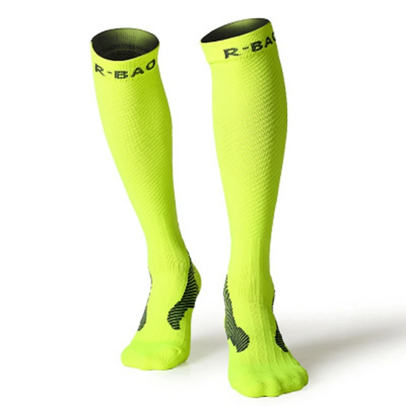 

R-BAO 1 Pair Professional men's Cycling Long Socks Bike Anti-slip Running Compression Sport Socks Ankle Leg Shin Guard Protector