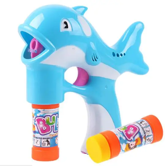 Автоматический СВЕТОДИОДНЫЙ мигающий музыкальный Дельфин мыло пистолет для стрельбы мыльными пузырями с пузырьковой жидкостью для детей пластиковая игрушка в подарок