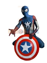 Hot Sale Captain Spiderman Cosplay Costume Spandex Zentai Suit for Halloween Party