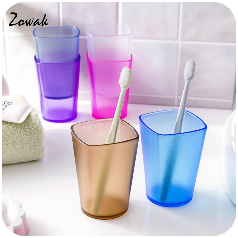 Cute Couple Toothbrush Cups Bathroom Thicken Crystal Clear Mug Plastic