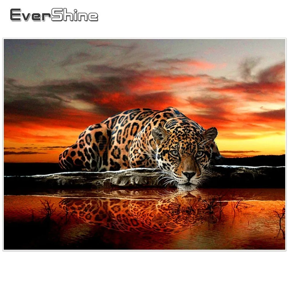 EverShine DIY Diamond Embroidery Cheetah Mosaic Diamond Paintings Full Square Animals Pictures Of Rhinestones Decoration Home