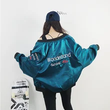 Демисезонный Для женщин куртка Мода Стенд воротник с вышивкой с надписями Бейсбол равномерное Harajuku плюс Размеры женский пальто Z230